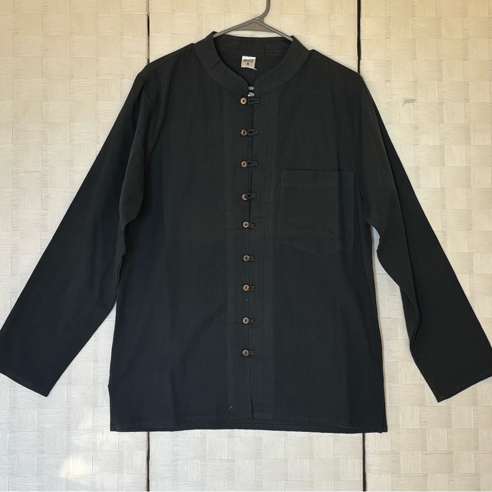Dolma Brand Lagenlook Steel Blue Button Down Shirt